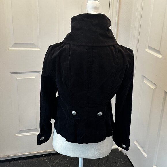 Michael Kors Women’s Military Style Black Velvet Waist Jacket w/ Pockets Size PM - Picture 5 of 13